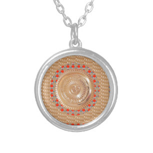 GAYATRI Mantra n OmMantra Symbol Embossed GOLD Silver Plated Necklace