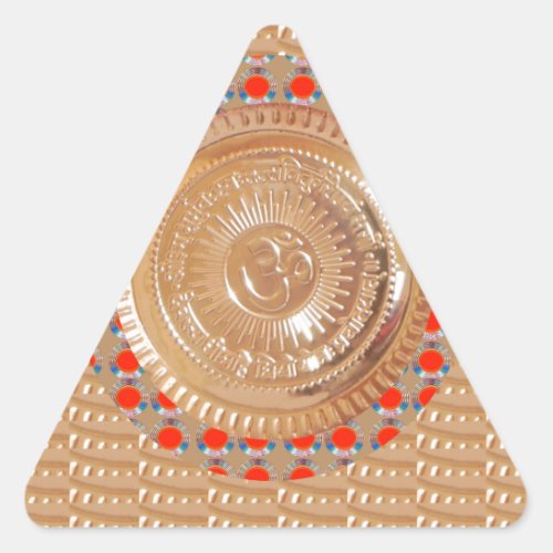 GAYATRI Mantra n OmMantra Symbol Embossed GOLD Triangle Sticker