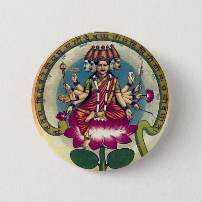  Gayatri Mantra (personification as a goddess) Button (Front)