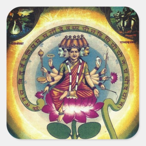  Gayatri Mantra personification as a goddess Square Sticker