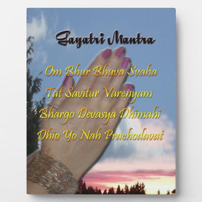 Gayatri Mantra Prayer Om Bhur Bhuvah, Plaque (Front)