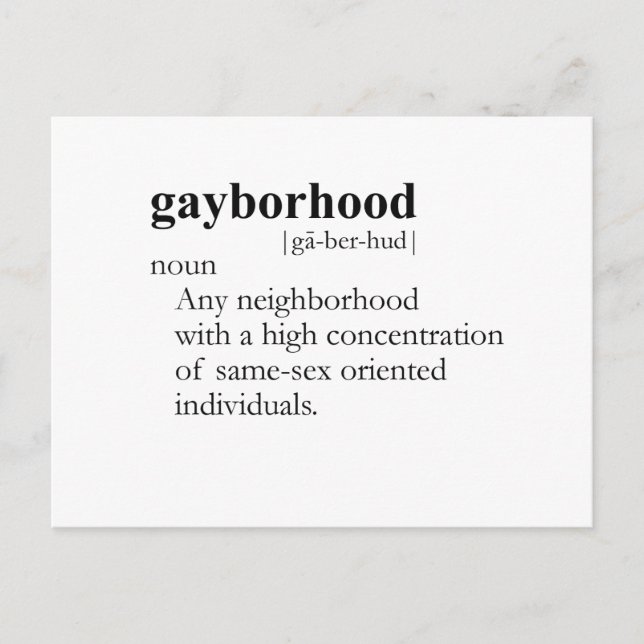 GAYBORHOOD (definition) Postcard (Front)