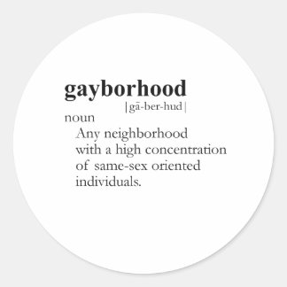GAYBORHOOD / GAY SLANG T-SHIRT CLASSIC ROUND STICKER