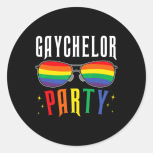 Gaychelor Gay Lesbian Lgbtq Pride Bachelor Party W Classic Round Sticker