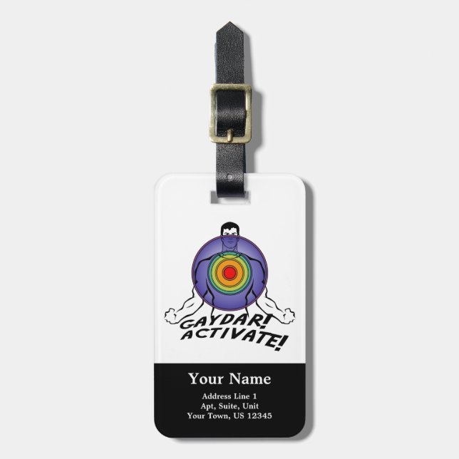 Gaydar! Activate! Rainbow Gay Luggage Tag (Front Vertical)