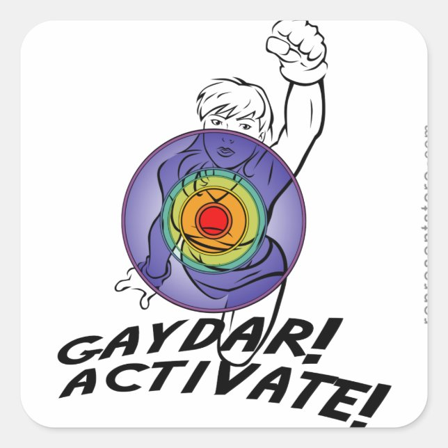 Gaydar! Activate! Rainbow Lesbian Square Sticker (Front)
