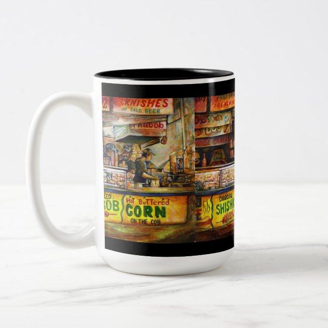 Gaye Elise Beda, elegant, artistic, Coney Island,  Two-Tone Coffee Mug (Left)