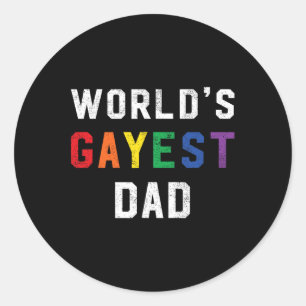 Gayest Dad Cute Gay Pride Lgbt Fathers Day Classic Round Sticker