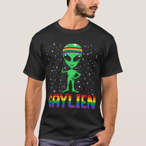 Gaylien Gay Alien Pride Month LGBT homosexual Rain T_Shirt