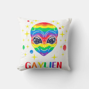Gaylien Gay Pride Throw Pillow