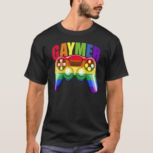 Gaymer Gamer Gay Pride Lgbt Rainbow Flag Video Gam T_Shirt