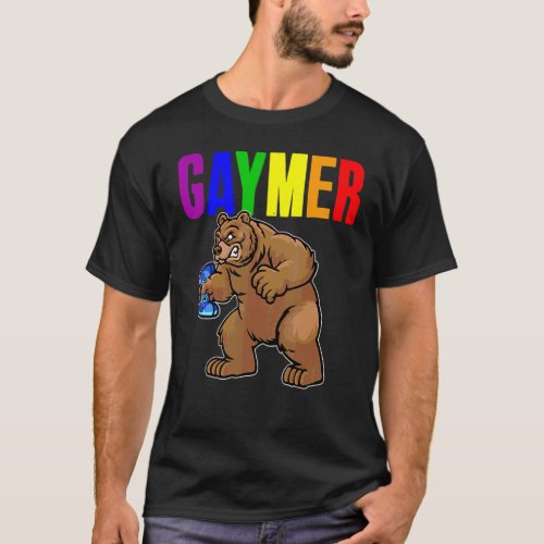 Gaymer Gay Pride Flag Gamer Lgbtq Video Game Bear T_Shirt