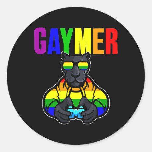 Gaymer Gay Pride Flag Gamer LGBTQ Video Game Classic Round Sticker