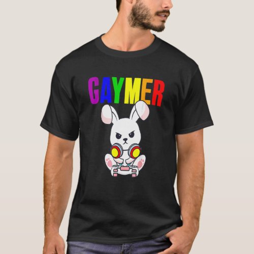 Gaymer Gay Pride Flag Gamer Lgbtq Video Game Rabbi T_Shirt