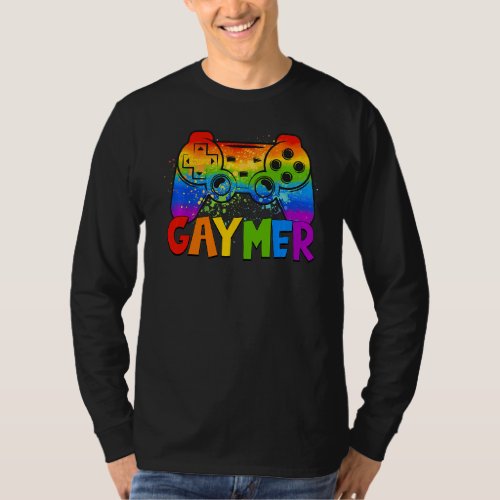 Gaymer Gay Pride Flag Lgbt Gamer Lgbtq Gaming Game T_Shirt