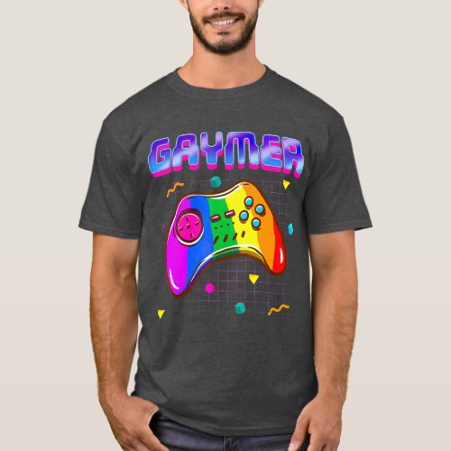 Gaymer  LGB Pride Gay 80s Gamer Rainbow T_Shirt