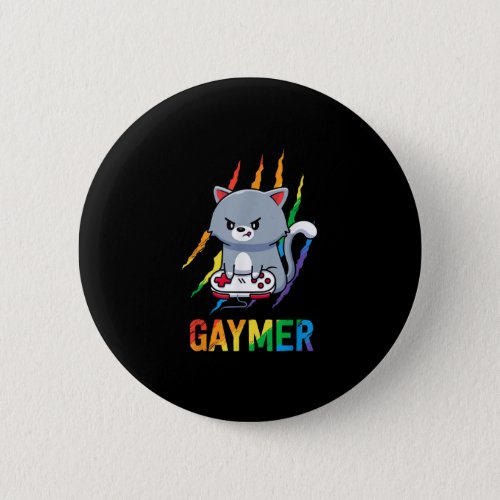 Gaymer LGBT Cat Pride Rainbow Video Game Lovers Gi Button