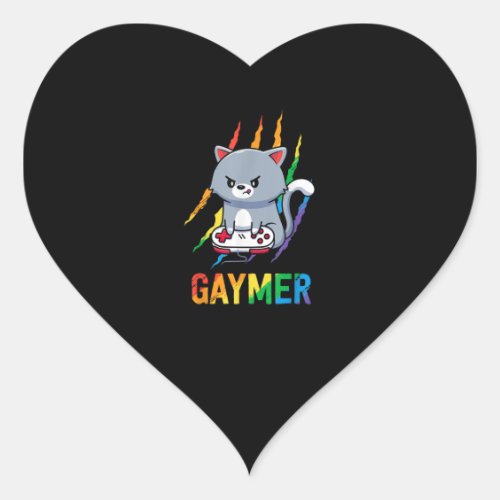 Gaymer LGBT Cat Pride Rainbow Video Game Lovers Gi Heart Sticker