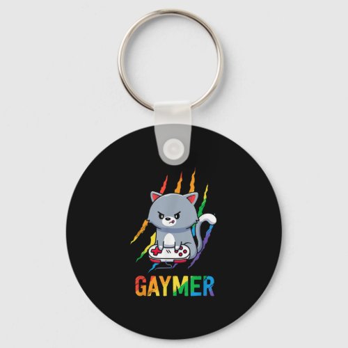 Gaymer LGBT Cat Pride Rainbow Video Game Lovers Gi Keychain
