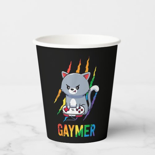 Gaymer LGBT Cat Pride Rainbow Video Game Lovers Gi Paper Cups