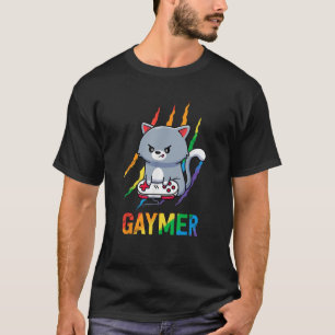 Gaymer LGBT Cat Pride Rainbow Video Game Lovers Gi T-Shirt