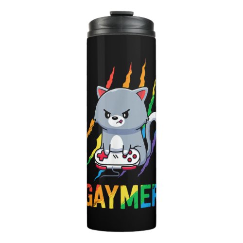 Gaymer LGBT Cat Pride Rainbow Video Game Lovers Gi Thermal Tumbler
