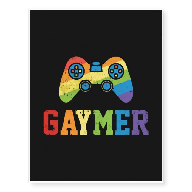 Gaymer LGBT Pride Geek Nerd Game Lover Temporary Tattoos (Front)
