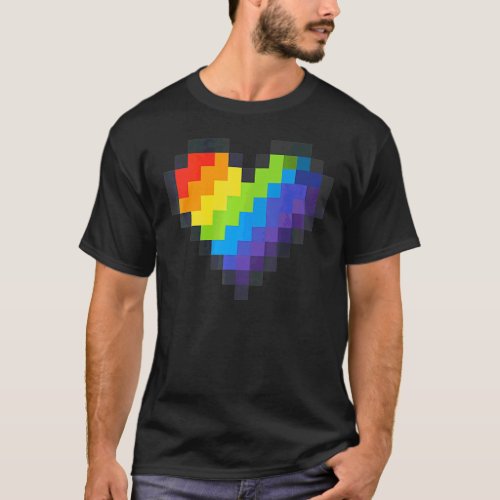 Gaymer Lgbt Retro Pride  Gay Gamer Pixel Heart T_Shirt