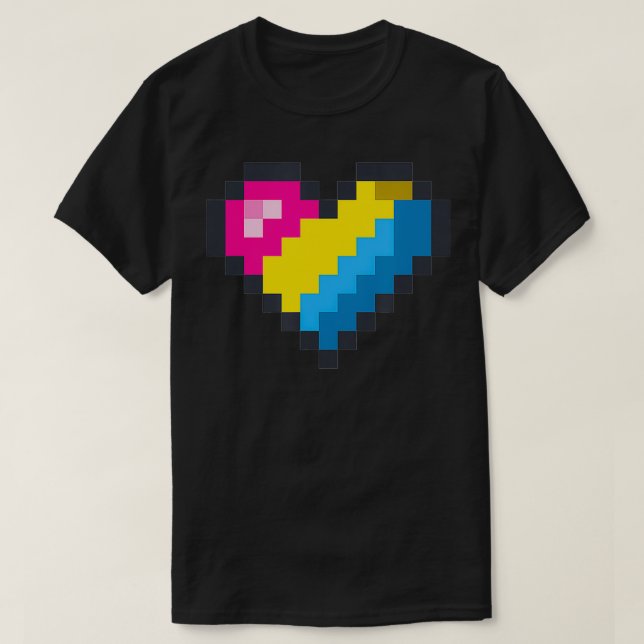 Gaymer LGBT Retro Pride  Panseual Gamer Piel Heart T-Shirt (Design Front)