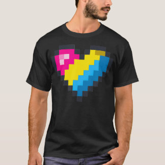Gaymer LGBT Retro Pride Panseual Gamer Piel Heart T-Shirt