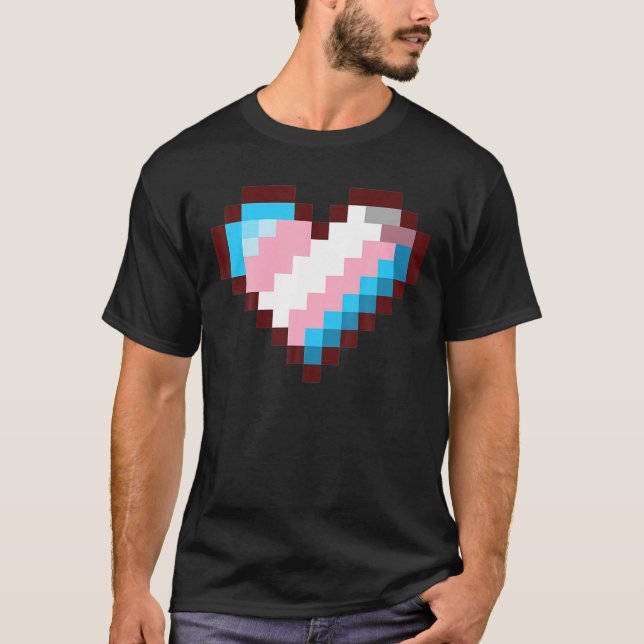 Gaymer LGBT Retro Pride Transsexual Player Pixel H T-Shirt (Front)
