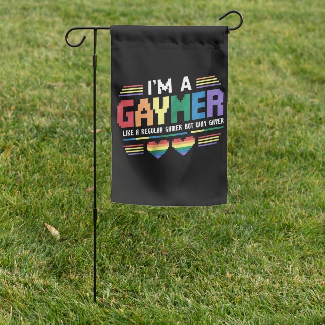 Gaymer Like A Regular Gamer But Way Gayer Gamer Garden Flag (In SItu)