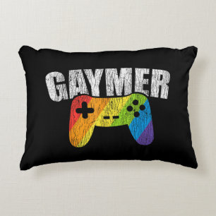 Gaymer Rainbow Flag Gaming Lesbian Gay Bisexual LG Accent Pillow