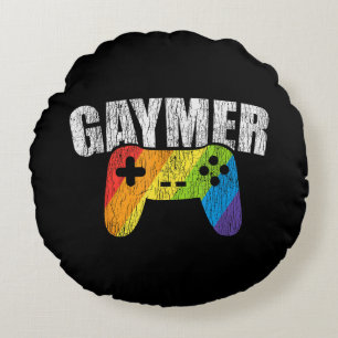 Gaymer Rainbow Flag Gaming Lesbian Gay Bisexual LG Round Pillow