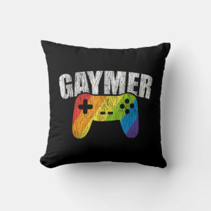 Gaymer Rainbow Flag Gaming Lesbian Gay Bisexual LG Throw Pillow