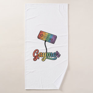 Gaymer Rainbow Gamer Vector Shirt Design_1 Bath Towel