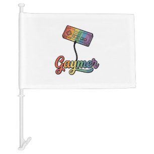 Gaymer Rainbow Gamer Vector Shirt Design_1 Car Flag
