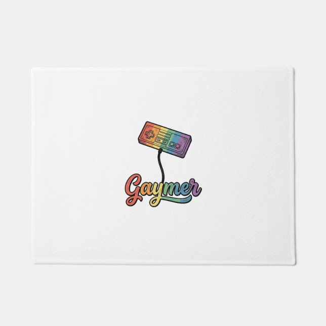 Gaymer Rainbow Gamer Vector Shirt Design_1 Doormat (Front)