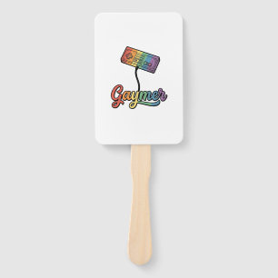 Gaymer Rainbow Gamer Vector Shirt Design_1 Hand Fan