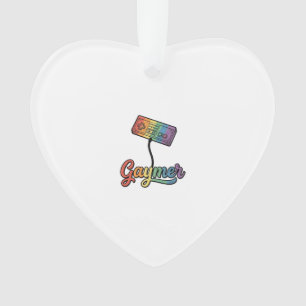 Gaymer Rainbow Gamer Vector Shirt Design_1 Ornament