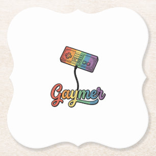 Gaymer Rainbow Gamer Vector Shirt Design_1 Paper Coaster