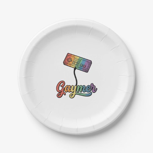 Gaymer Rainbow Gamer Vector Shirt Design_1 Paper Plates
