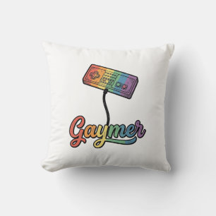 Gaymer Rainbow Gamer Vector Shirt Design_1 Throw Pillow