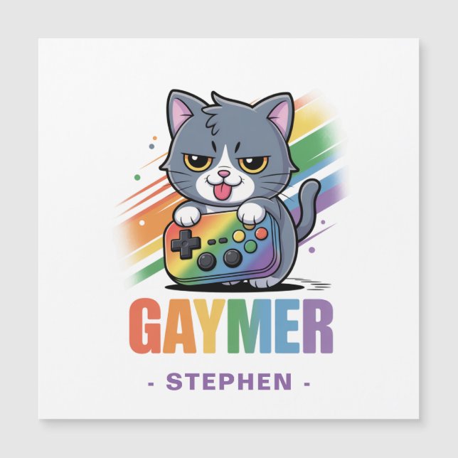 Gaymer - Rainbow Gaming Cat with Console | LGBTQ 2 (Front)