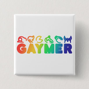 Gaymer Rainbow Ombre Funny Gay Pride Button