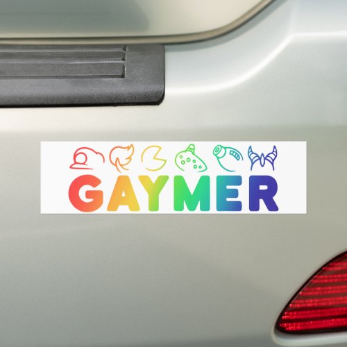 Gaymer  Rainbow Ombre Funny Gay Pride Button Bumper Sticker