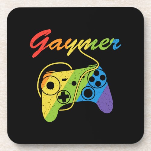 Gaymer  Rainbow Video Game Controller  Gaming Beverage Coaster