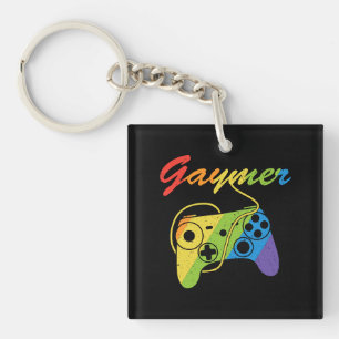 Gaymer Rainbow Video Game Controller Gaming Keychain