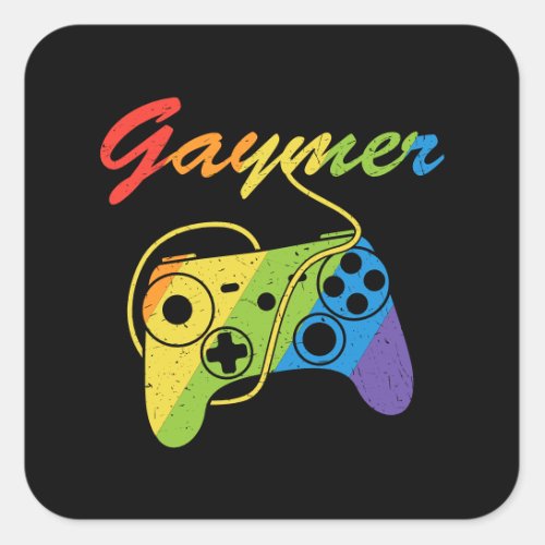 Gaymer  Rainbow Video Game Controller  Gaming Square Sticker