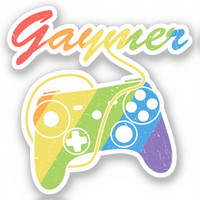 Gaymer | Rainbow Video Game Controller | Gaming Sticker (Front)
